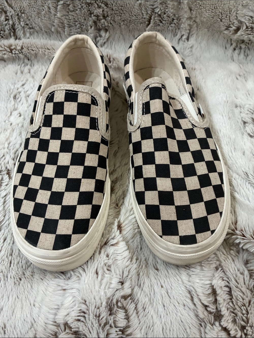 Vans eco theory Checkerboard Slip-On Sneakers - Black & Cream
